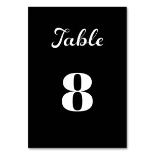 Modern Flair Script Minimalist Black Wedding Table Number