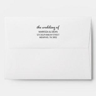 Modern Flair Script Minimalist White Wedding Envelope