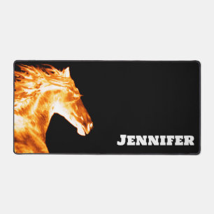 Modern Flaming Fire Horse Desk Mat