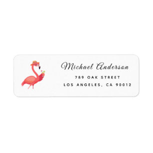 Modern Flamingo Baby Shower Return Address Label