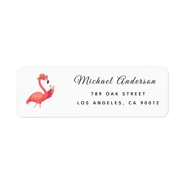 Modern Flamingo Baby Shower Return Address Label (Front)