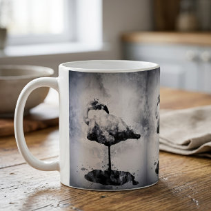 Modern Flamingo Black and White Watercolor Art Coffee Mug