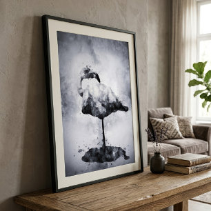 Modern Flamingo Black and White Watercolor Art Photo Print