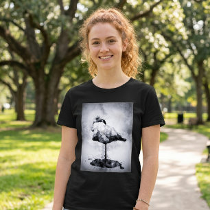 Modern Flamingo Black and White Watercolor Art T-Shirt