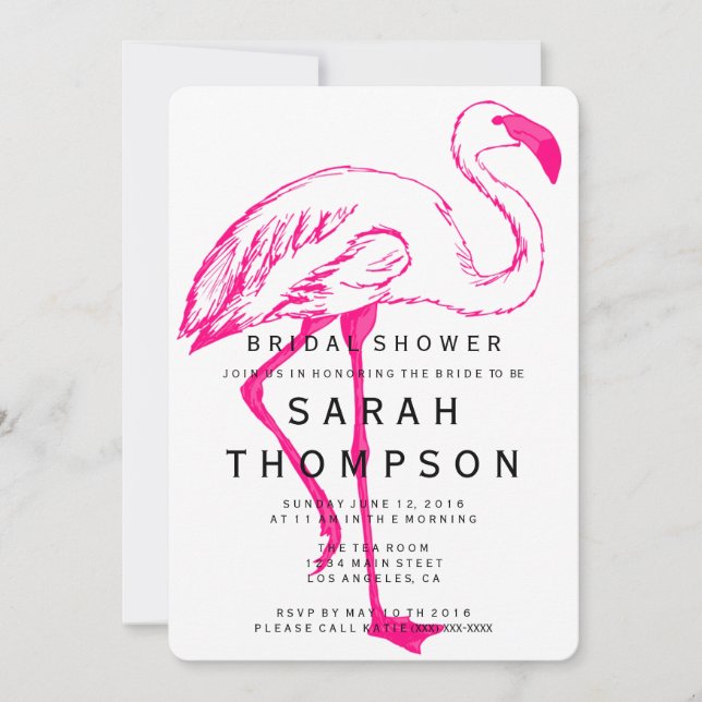 Modern Flamingo Bridal Shower Invitation (Front)