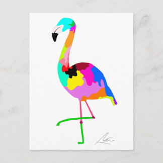 Modern Flamingo Colorful Painting Blank Postcard