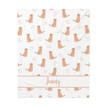 Modern Flat Design Golden Retriever & Hearts Patte