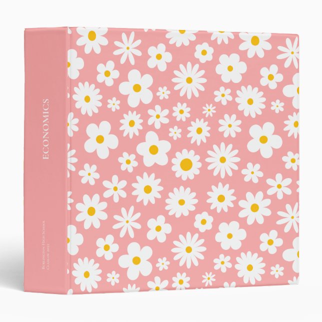 Modern Flat Graphic Daisy Pink Binder (Front/Spine)