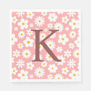 Modern Flat Graphic Daisy Pink Napkin