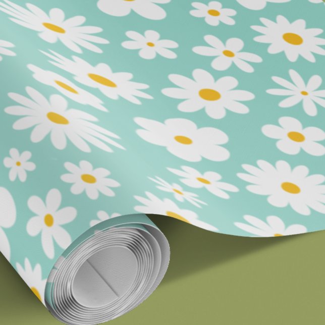 Modern Flat Graphic Daisy Robin's Egg Any Occasion Wrapping Paper (Creator Uploaded)