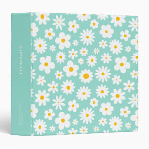 Modern Flat Graphic Daisy Robin's Egg Blue Binder