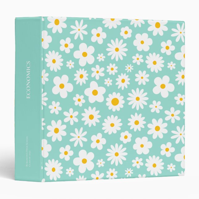 Modern Flat Graphic Daisy Robin's Egg Blue  Binder (Front/Spine)