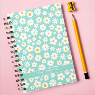 Modern Flat Graphic Daisy Robin's Egg Blue Notebook