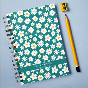 Modern Flat Graphic Daisy Teal Blue  Notebook