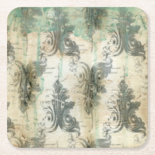 Modern Fleur De Lis Design Square Paper Coaster (Front)