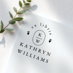 Modern Fleuron Monogram Ex Libris Bookplate Book Self-inking Stamp