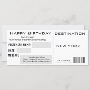 Modern Flight Ticket Style Present Birthday Invitation