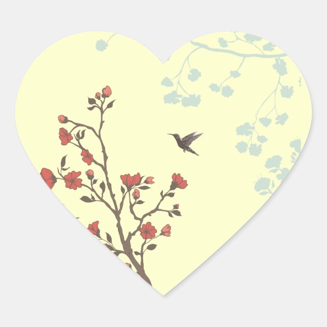Modern Floral 2 Heart Sticker (Front)