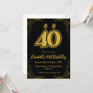 modern floral 40th birthday invitations