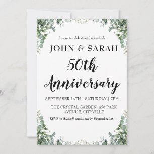 modern floral 50th anniversary party invitations