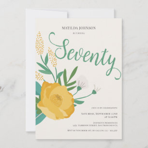 Modern Floral 70th Birthday Party Invitation