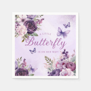 Modern Floral A little Butterfly Girl Baby Shower Napkin