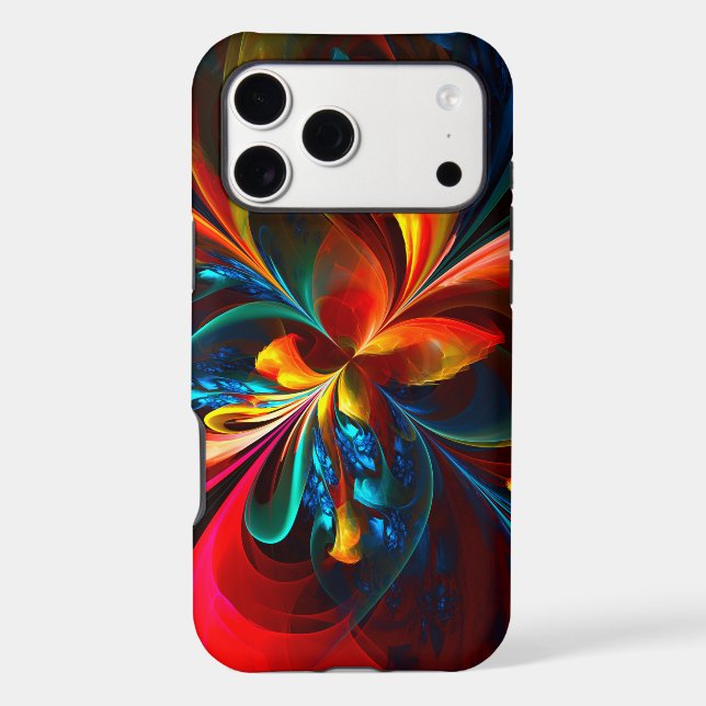 Modern Floral Abstract Art Orange Blue Pattern #14 (Back)