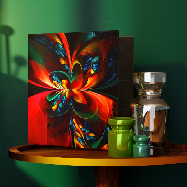 Modern Floral Abstract Art Orange Blue Pattern #14 Binder (Modern Floral Abstract Art Orange Blue Pattern #14 3 Ring Binder)