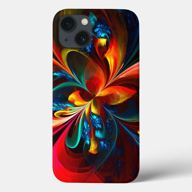 Modern Floral Abstract Art Orange Blue Pattern #14 Case-Mate iPhone Case (Back)