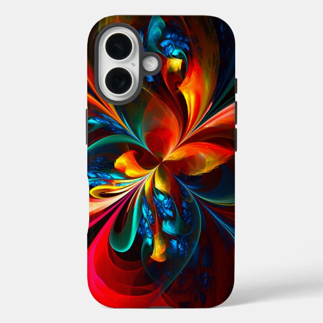 Modern Floral Abstract Art Orange Blue Pattern #14 Case-Mate iPhone Case (Back)