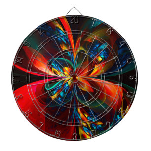 Modern Floral Abstract Art Orange Blue Pattern #14 Dartboard