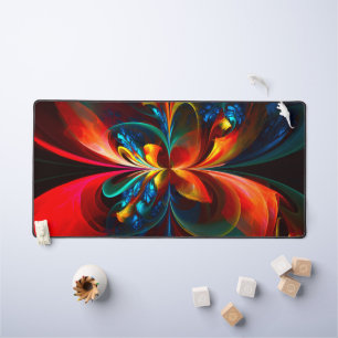 Modern Floral Abstract Art Orange Blue Pattern #14 Desk Mat