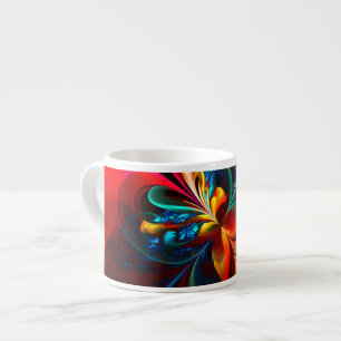 Modern Floral Abstract Art Orange Blue Pattern #14 Espresso Cup
