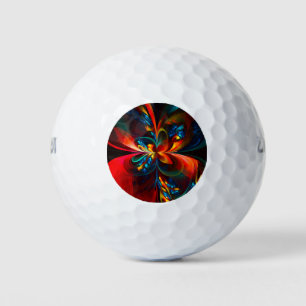 Modern Floral Abstract Art Orange Blue Pattern #14 Golf Balls