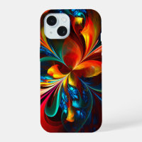 Modern Floral Abstract Art Orange Blue Pattern #14