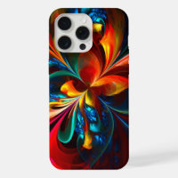 Modern Floral Abstract Art Orange Blue Pattern #14