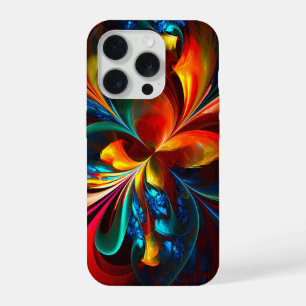 Modern Floral Abstract Art Orange Blue Pattern #14 iPhone 15 Pro Case