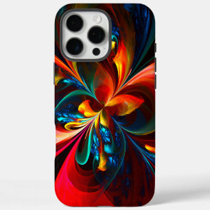 Modern Floral Abstract Art Orange Blue Pattern #14 iPhone 16 Pro Max Case