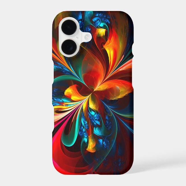 Modern Floral Abstract Art Orange Blue Pattern #14 iPhone Case (Back)