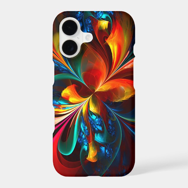 Modern Floral Abstract Art Orange Blue Pattern #14 iPhone Case (Back)