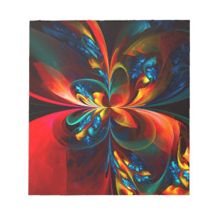 Modern Floral Abstract Art Orange Blue Pattern #14 Notepad