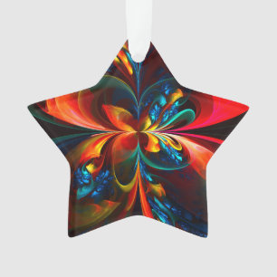 Modern Floral Abstract Art Orange Blue Pattern #14 Ornament