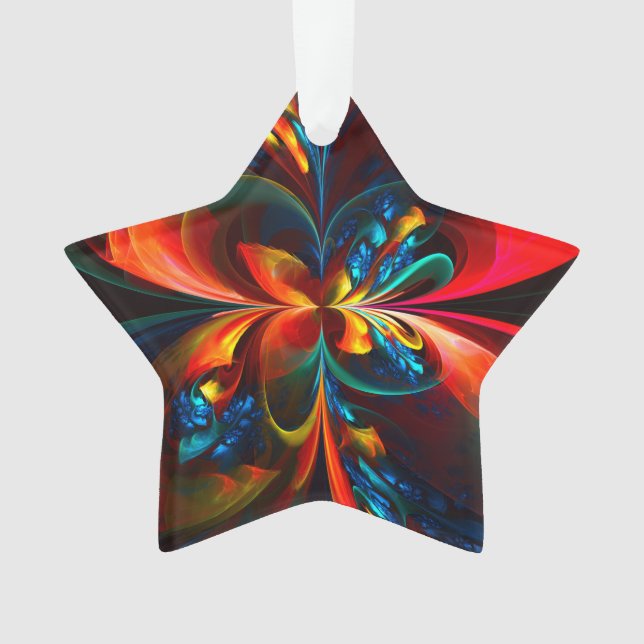 Modern Floral Abstract Art Orange Blue Pattern #14 Ornament (Front)