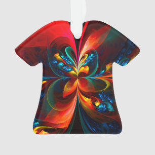 Modern Floral Abstract Art Orange Blue Pattern #14 Ornament