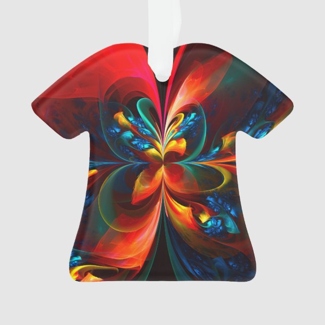 Modern Floral Abstract Art Orange Blue Pattern #14 Ornament (Front)