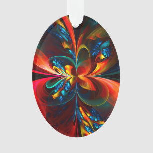 Modern Floral Abstract Art Orange Blue Pattern #14 Ornament