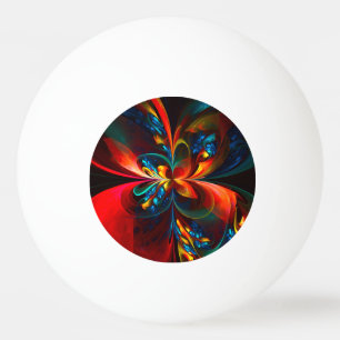 Modern Floral Abstract Art Orange Blue Pattern #14 Ping Pong Ball