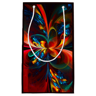 Modern Floral Abstract Art Orange Blue Pattern #14 Small Gift Bag