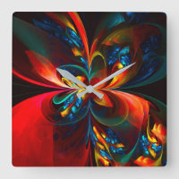 Modern Floral Abstract Art Orange Blue Pattern #14
