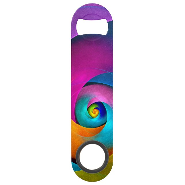 Modern Floral Abstract Art Pink Blue Pattern #17 Bar Key (Front)